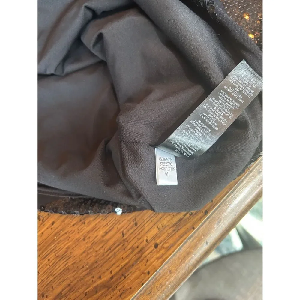 White House Black Market Black Sequin Top Sz Large EUC Worn Once